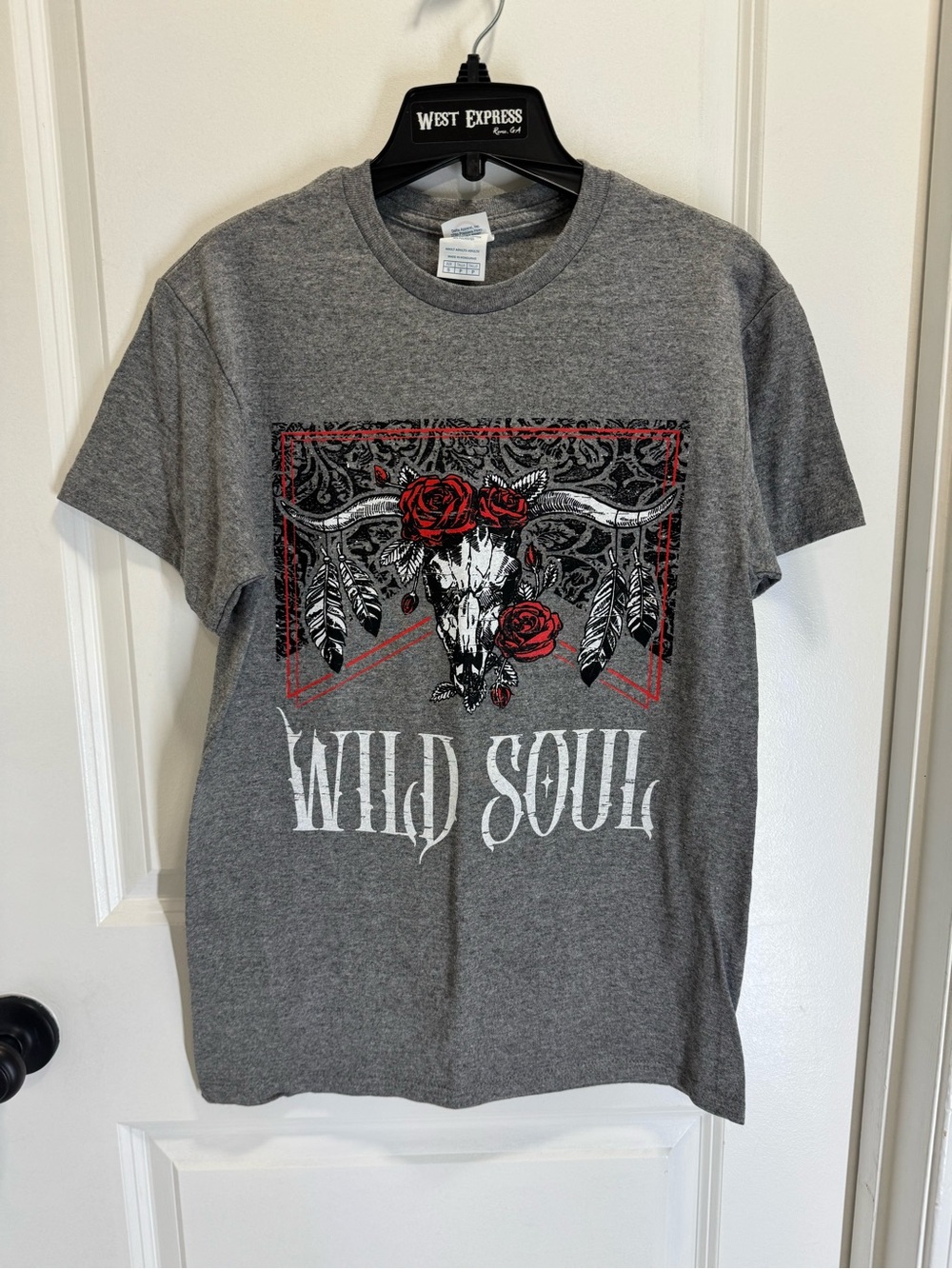 Wild Soul Grey Graphic Tee with Red Accent